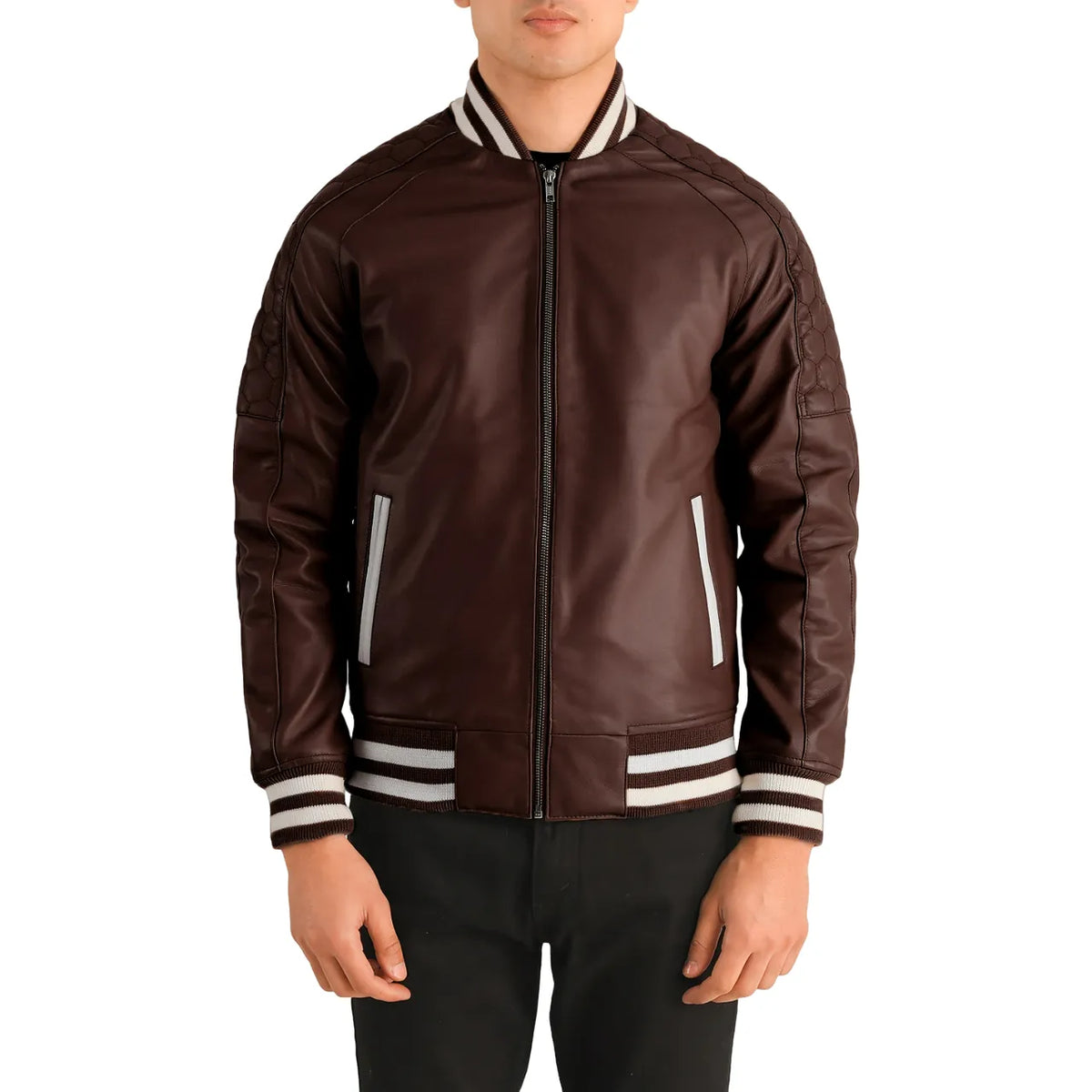 Mens-Maroon-Leather-Varsity-Jacket-Front