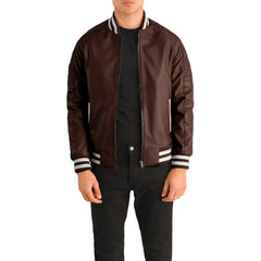 Mens-Maroon-Leather-Varsity-Jacket-Model
