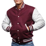 Mens-Maroon-and-White-Varsity-Jacket-Front