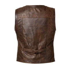 Mens Brown Vintage Leather Hunting Vest