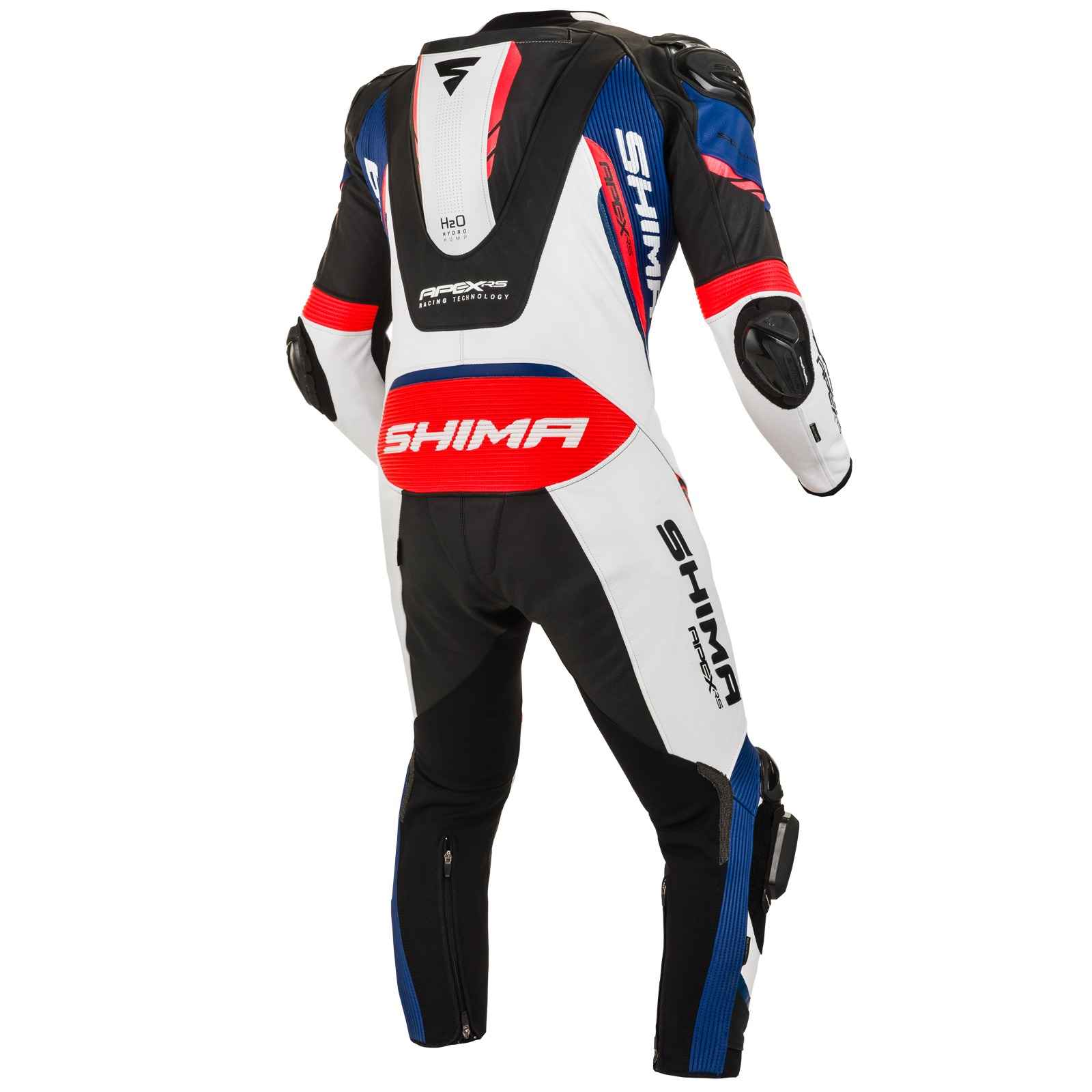 Shima-Apex-RS-One-Piece-Leather-Suit-White-Blue-Red-Back