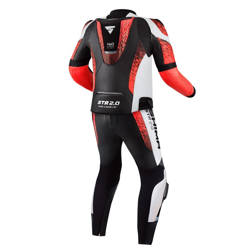 Shima-STR-2Mens-2PC-Leather-Suit-Black-White-Red-Back