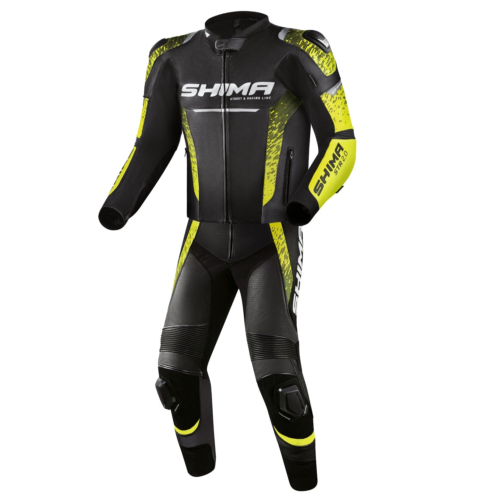 Shima-STR-2Mens-2PC-Leather-Suit-Black-Yellow