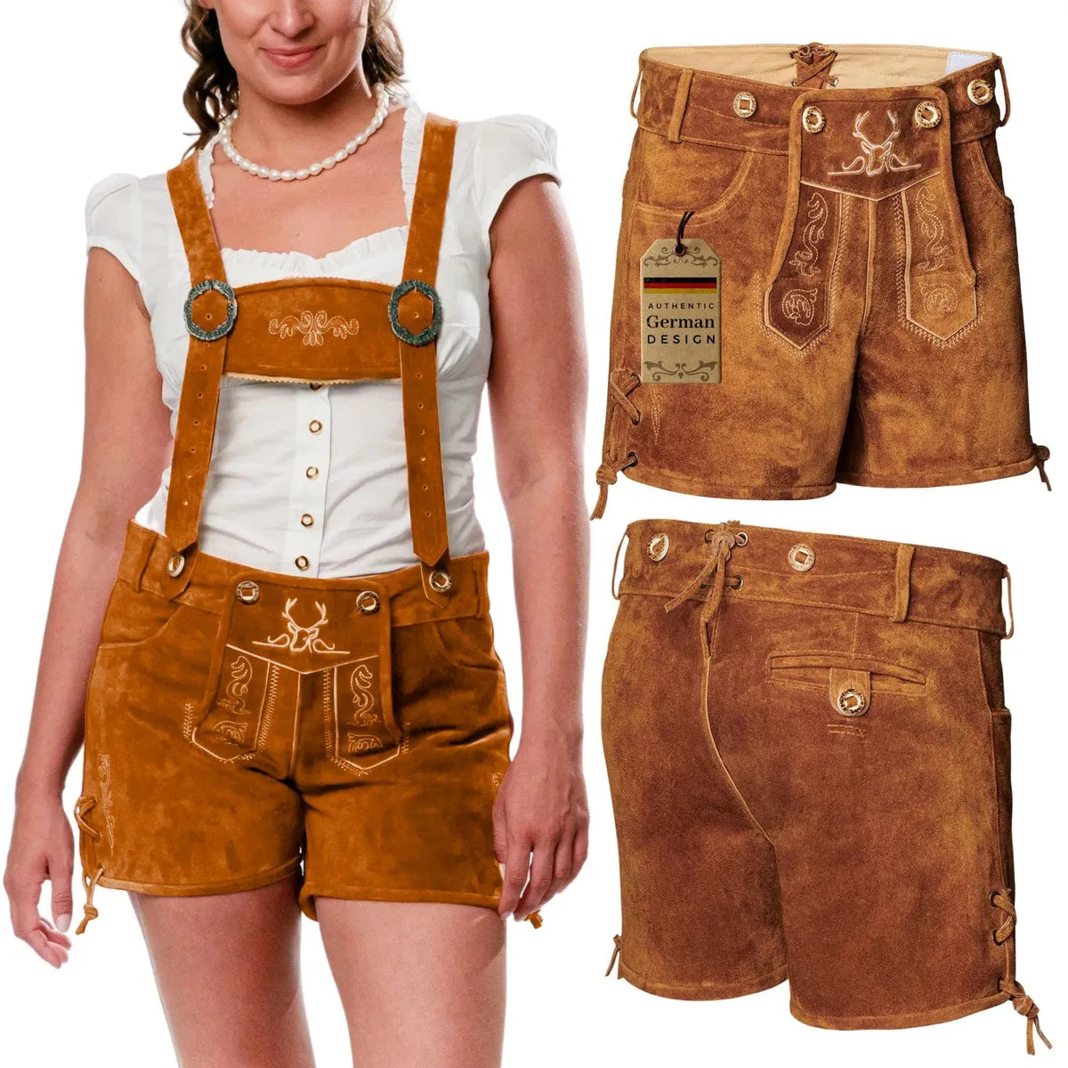 Women-Lederhosen-Short-Pants-Light-Brown-Right