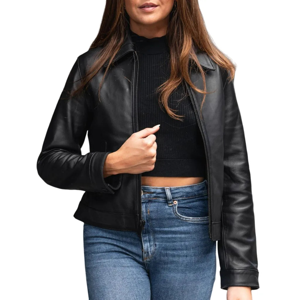 Womens-Black-Genuine-Leather-Jacket-Model