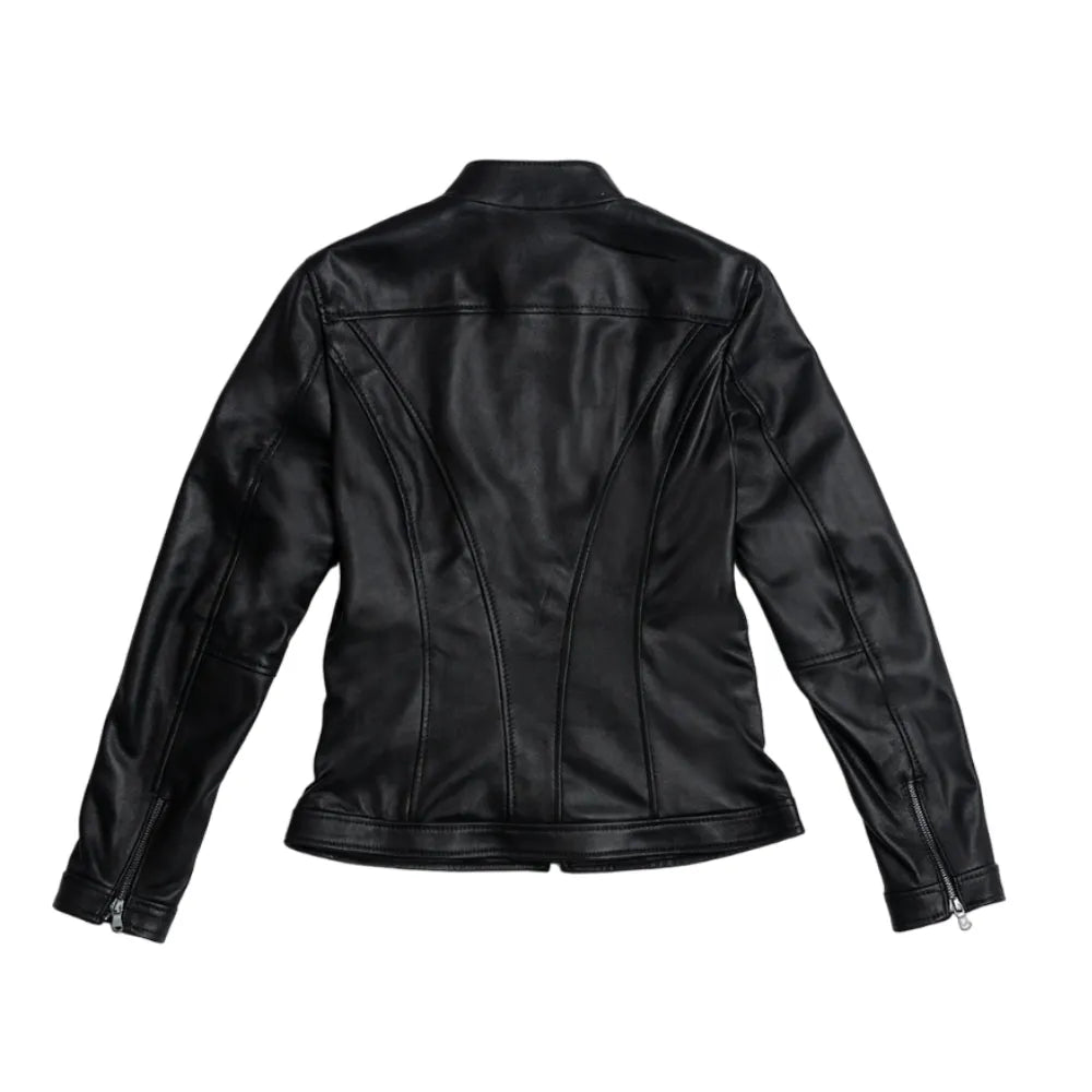 Womens-Black-Lamb-Leather-Jacket-Back