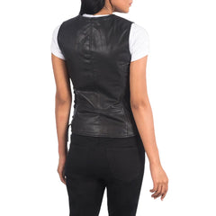 Womens-Black-Leather-Biker-Vest-Back