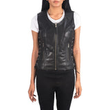 Womens-Black-Leather-Biker-Vest-Front