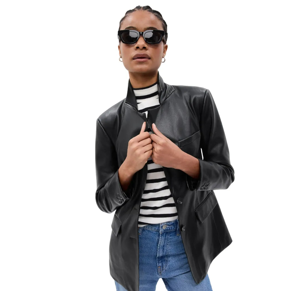 Womens-Black-Leather-Blazer-Jacket-Front