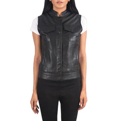 Womens-Black-Leather-Motorcycle-Vest-Front