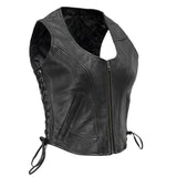 Womens-Black-Leather-Vest-Side-Laces-Front