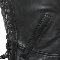Womens-Black-Leather-Vest-Side-Laces