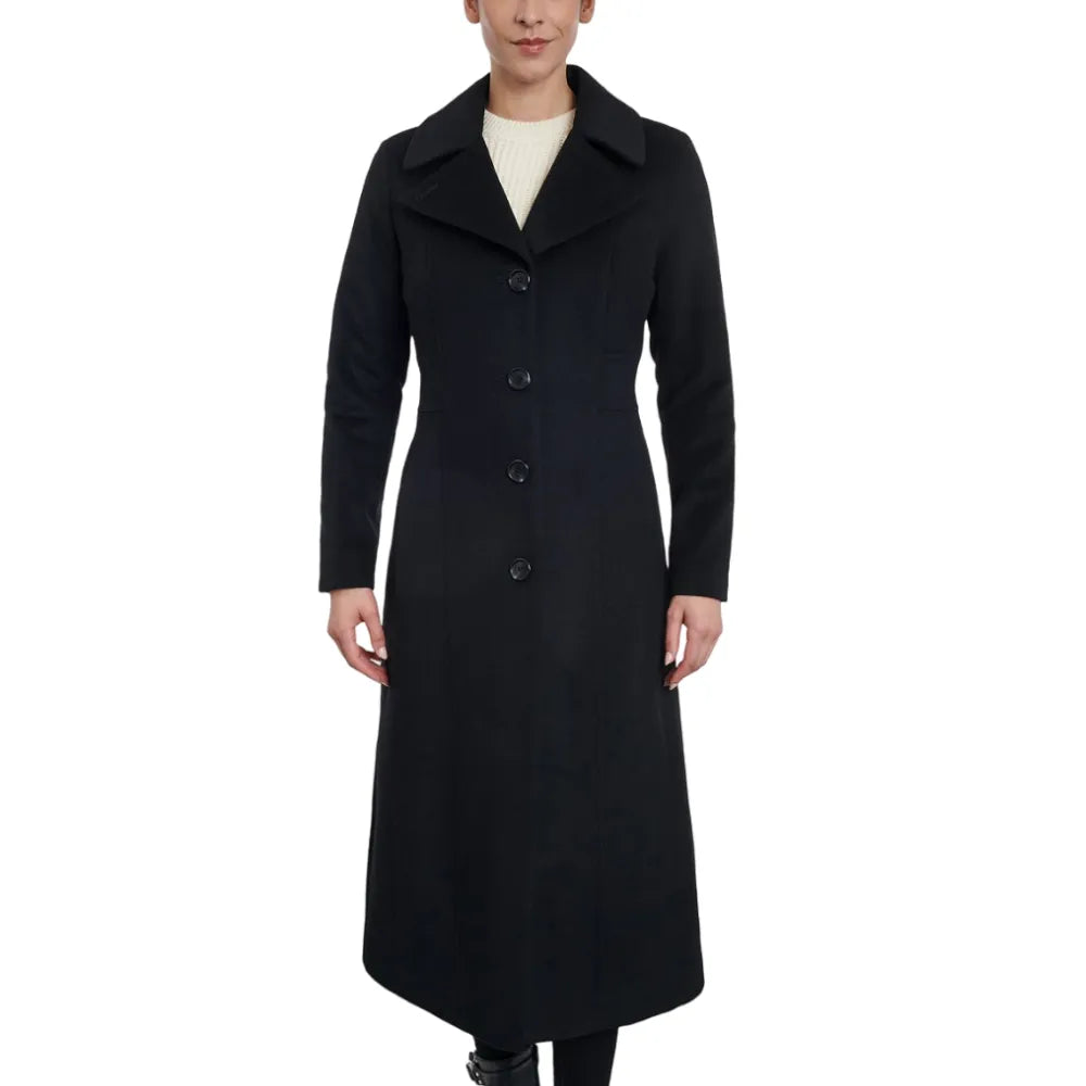Womens-Black-Single-Breasted-Wool-Blend-Coat