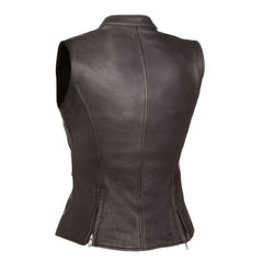 Womens-Black-Zip-Up-Leather-Vest-Back