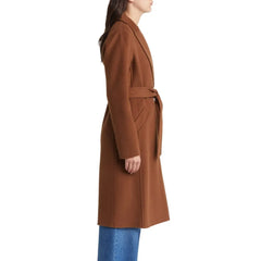 Womens-Brown-Belted-Wool-Coat
