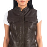 Womens-Brown-Leather-Motorcycle-Vest-Front