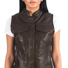 Womens-Brown-Leather-Motorcycle-Vest-Front