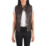 Womens-Brown-Leather-Motorcycle-Vest-Model