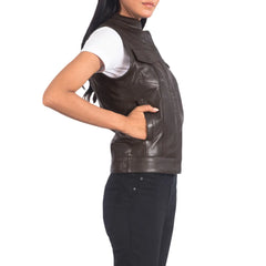 Womens-Brown-Leather-Motorcycle-Vest