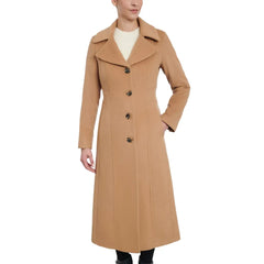 Womens-Camel-Single-Breasted-Wool-Blend-Coat