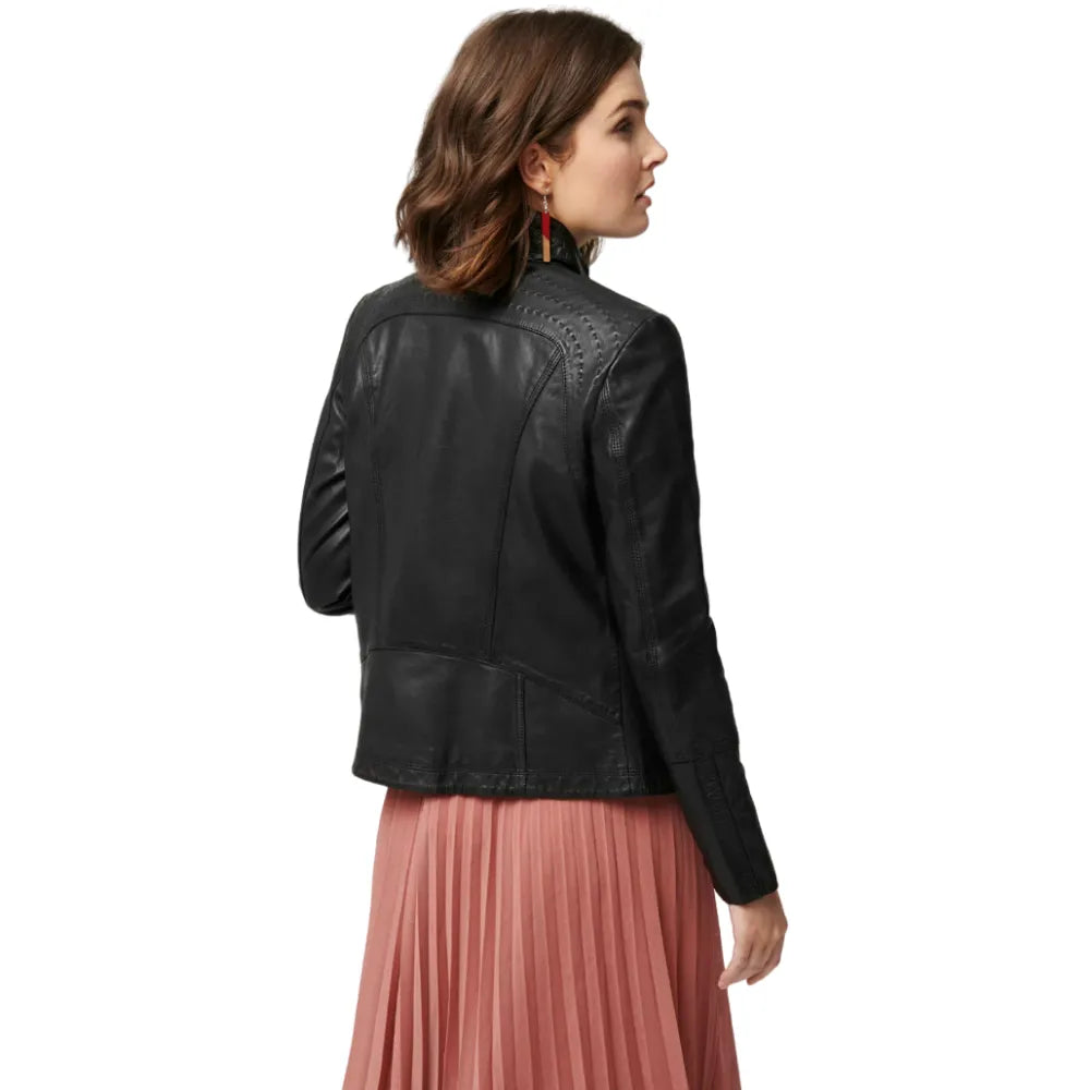 Womens-Classic-Leather-Jacket-Black-Back
