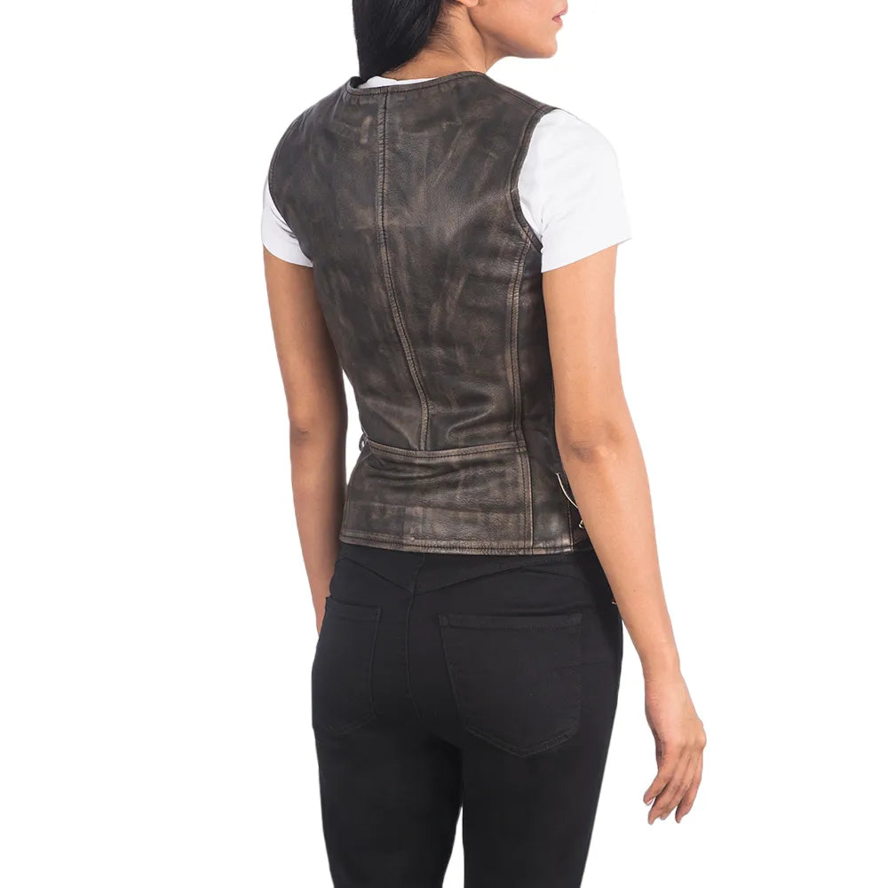Womens-Distressed-Brown-Leather-Biker-Vest-Back