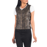 Womens-Distressed-Brown-Leather-Biker-Vest-Close