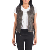 Womens-Distressed-Brown-Leather-Biker-Vest-Model