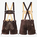 Womens-Lederhosen-Short-Pants-Chocolate-Front-Back