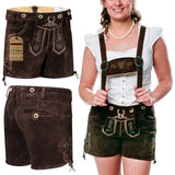 Womens-Lederhosen-Short-Pants-Chocolate-Model-Left