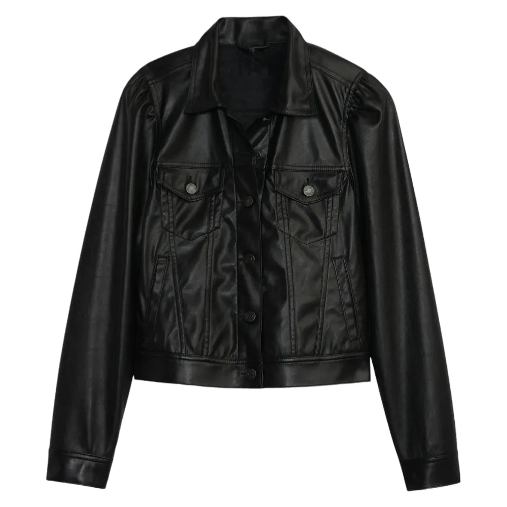 Womens-Puff-Sleeve-Leather-Jacket