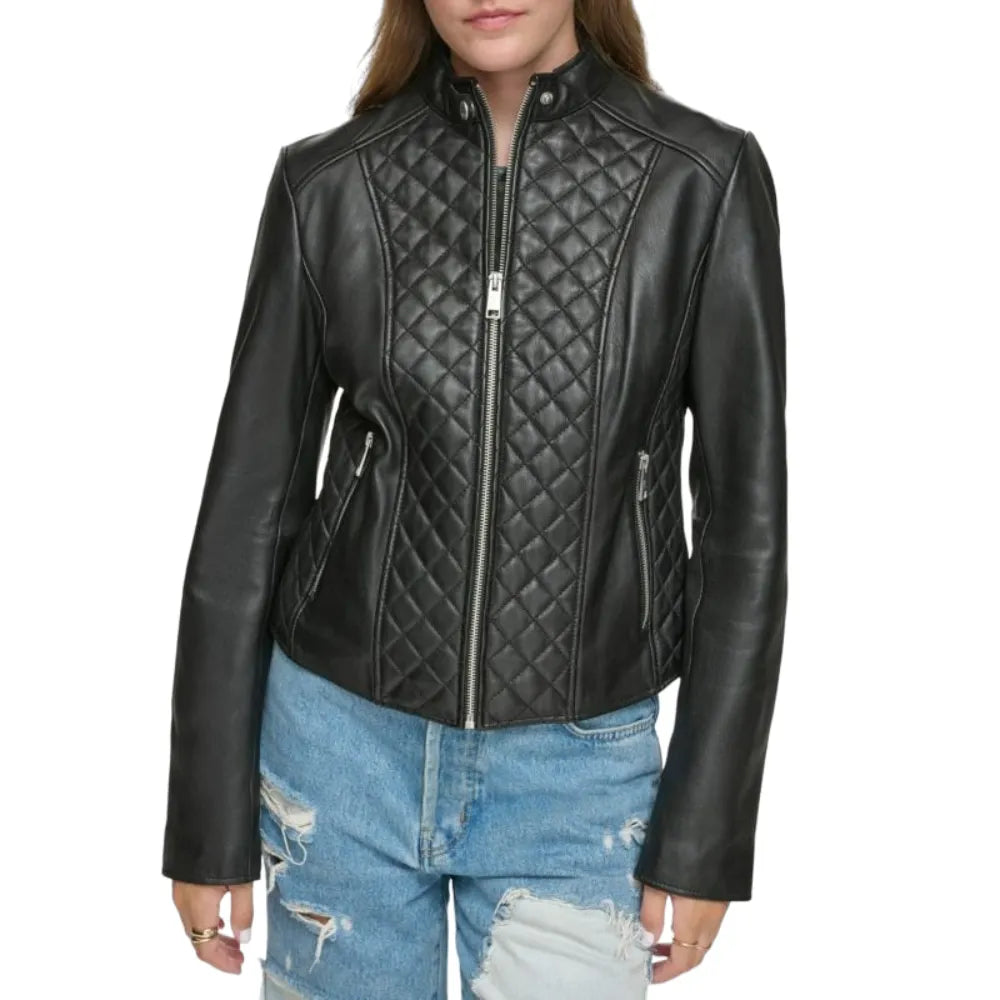 Womens-Quilted-Leather-Moto-Jacket-Model