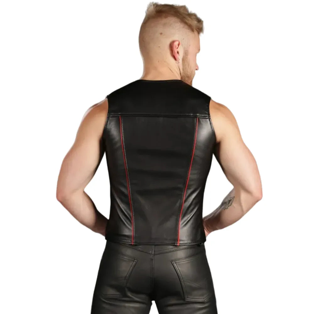 Zip-Front-Vest-With-Red-Piping-Model-Back