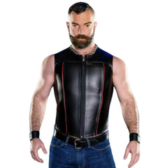 Zip-Front-Vest-With-Red-Piping-Model