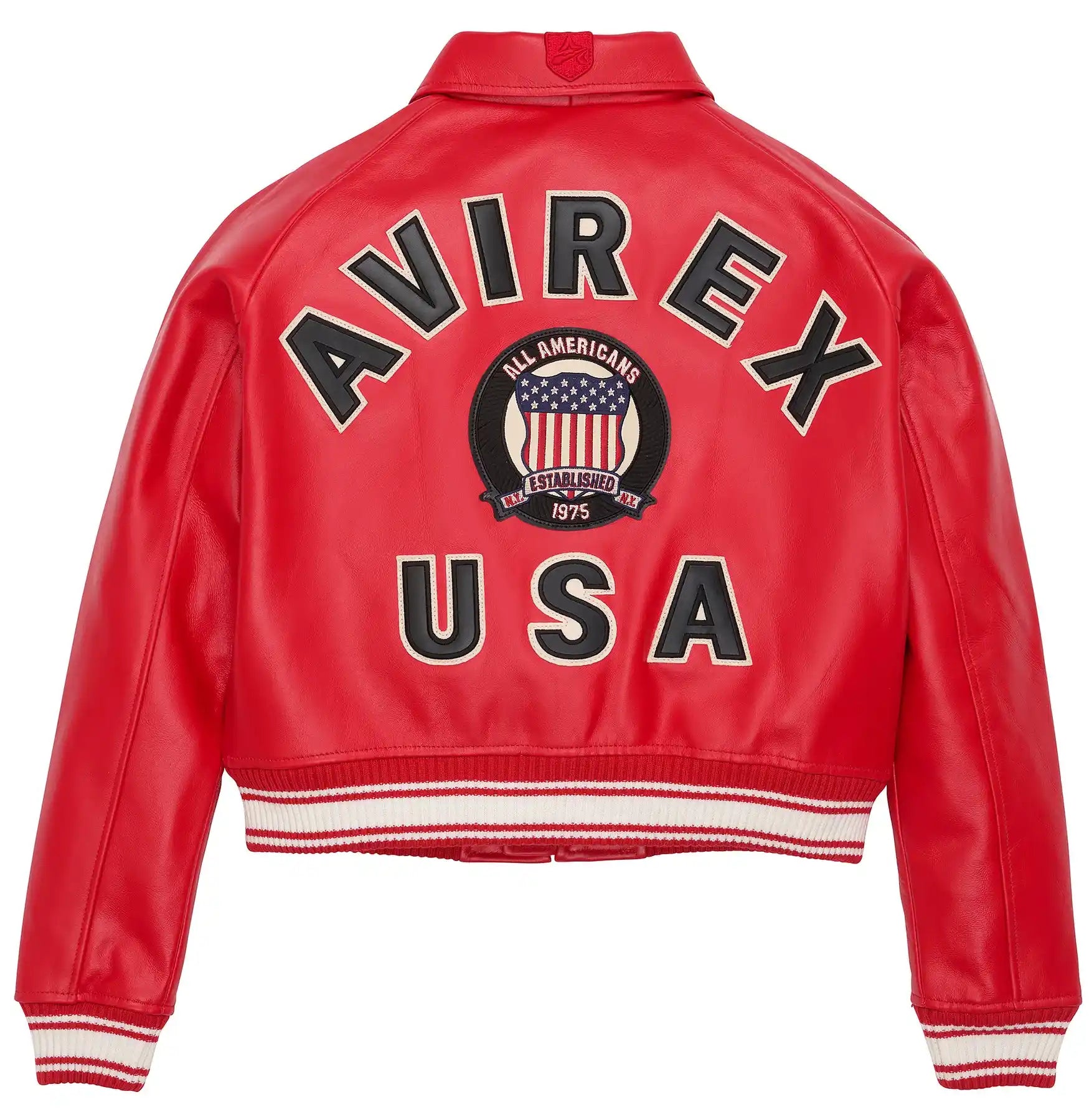 Avirex Womens Cropped Icon Jacket Red - Leather Jacket Gear 