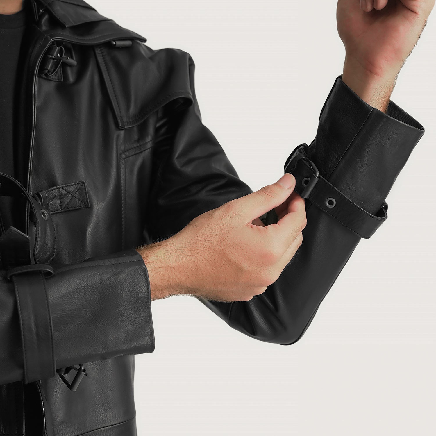 huntsman-black-hooded-leather-trench-coat-arms