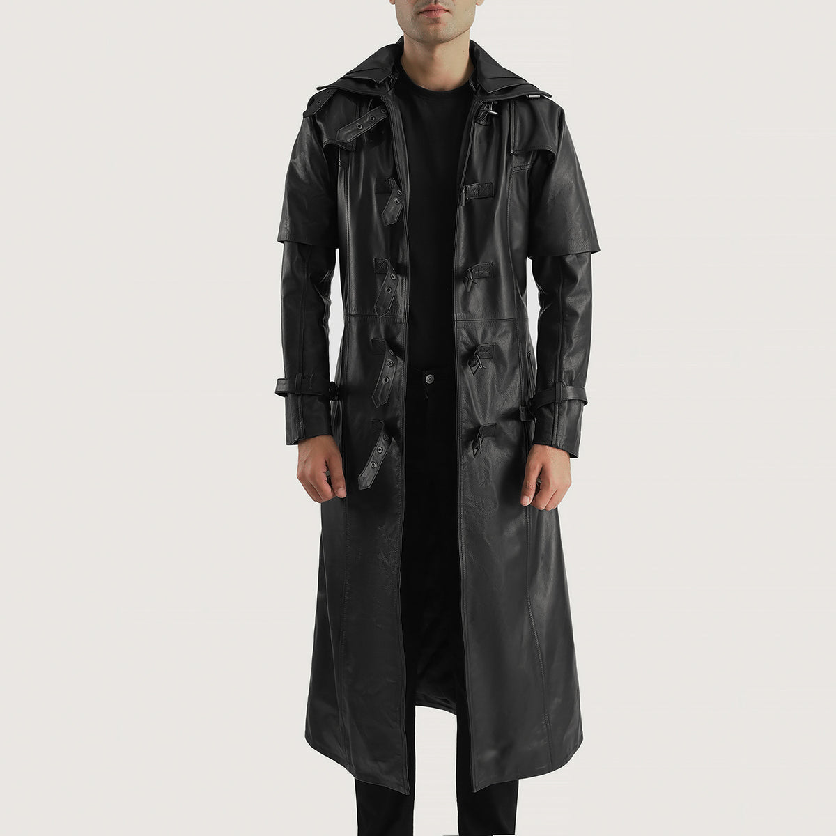 huntsman-black-hooded-leather-trench-coat-front