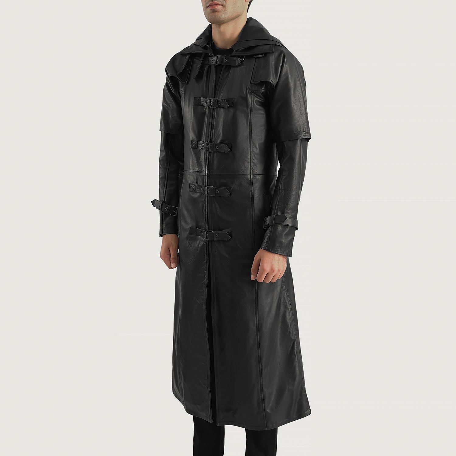 huntsman-black-hooded-leather-trench-coat-side