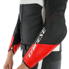 mistel-2pcs-leather-suit-black-matt-white-lava-red-arm-pattern