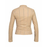 womens-beige-short-stretch-leather-jacket-back