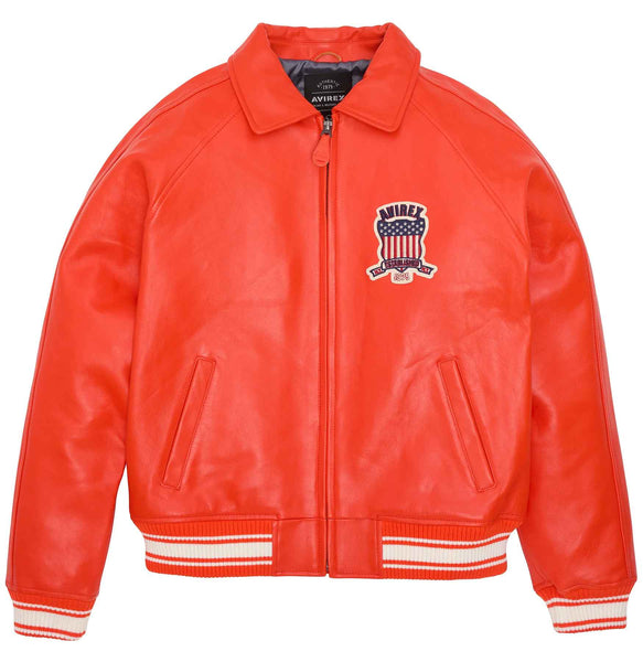 Mens Avirex Icon Orange Leather Jacket - Leather Jacket Gear