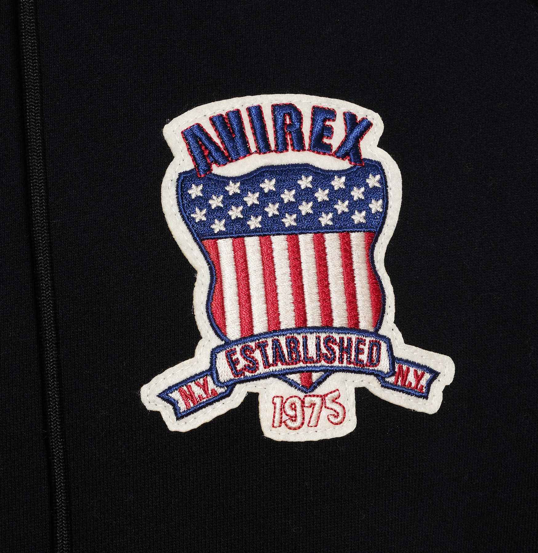 Avirex-USA-Mens-Icon-Pullover-Hoodie-Black-Front-Embroidery