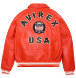 Avirex-Womens-Icon-Leather-Jacket-Orange-Back