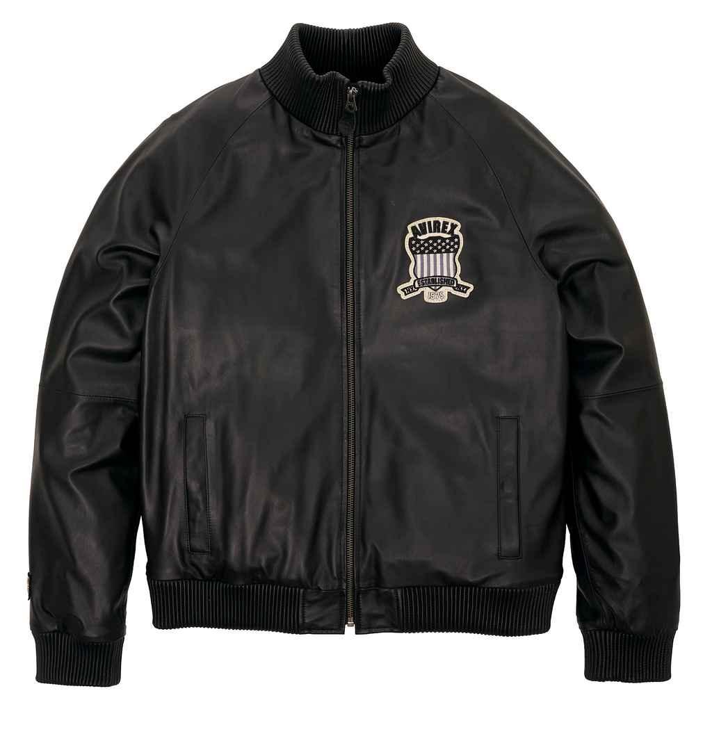 Avirex Mens Black Leather Track Jacket-2