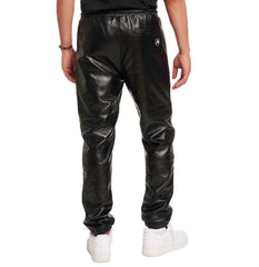 Avirex Mens Black Leather Track Pant-4