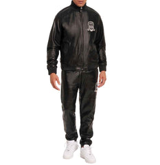 Avirex Mens Black Leather Track Suit-1