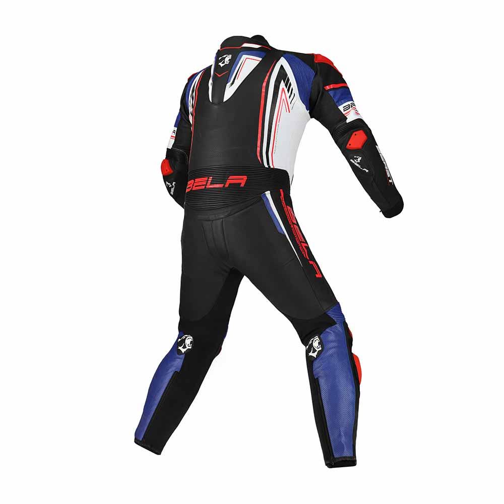 Bela Beast 1PC Leather Racing Suit Black White Blue Red Back
