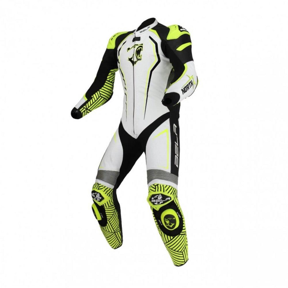 Bela NorthStar Racing 1 PC Leather Suit Black White Yellow Front