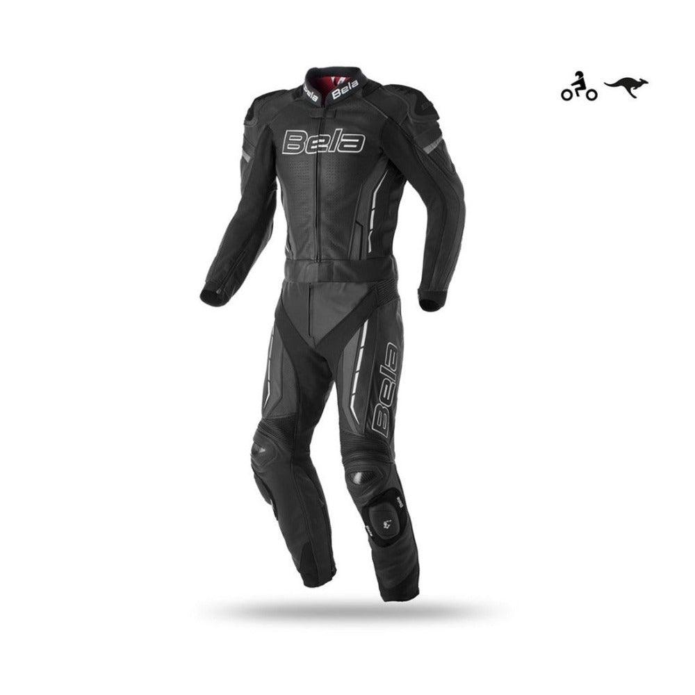 Bela Rocket Lady Motorcycle Racing 2 Piece Leather Suit Black Front