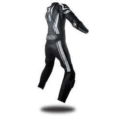 Bela Rocket Lady Motorcycle Racing 2 Piece Leather Suit Black White Back